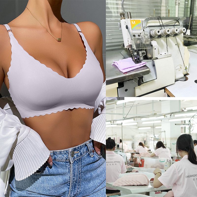 Customized Cross-border European and American Underwear Women's Non-marking Rings Printed Gather Sports Yoga plus size Sexy Bra Women