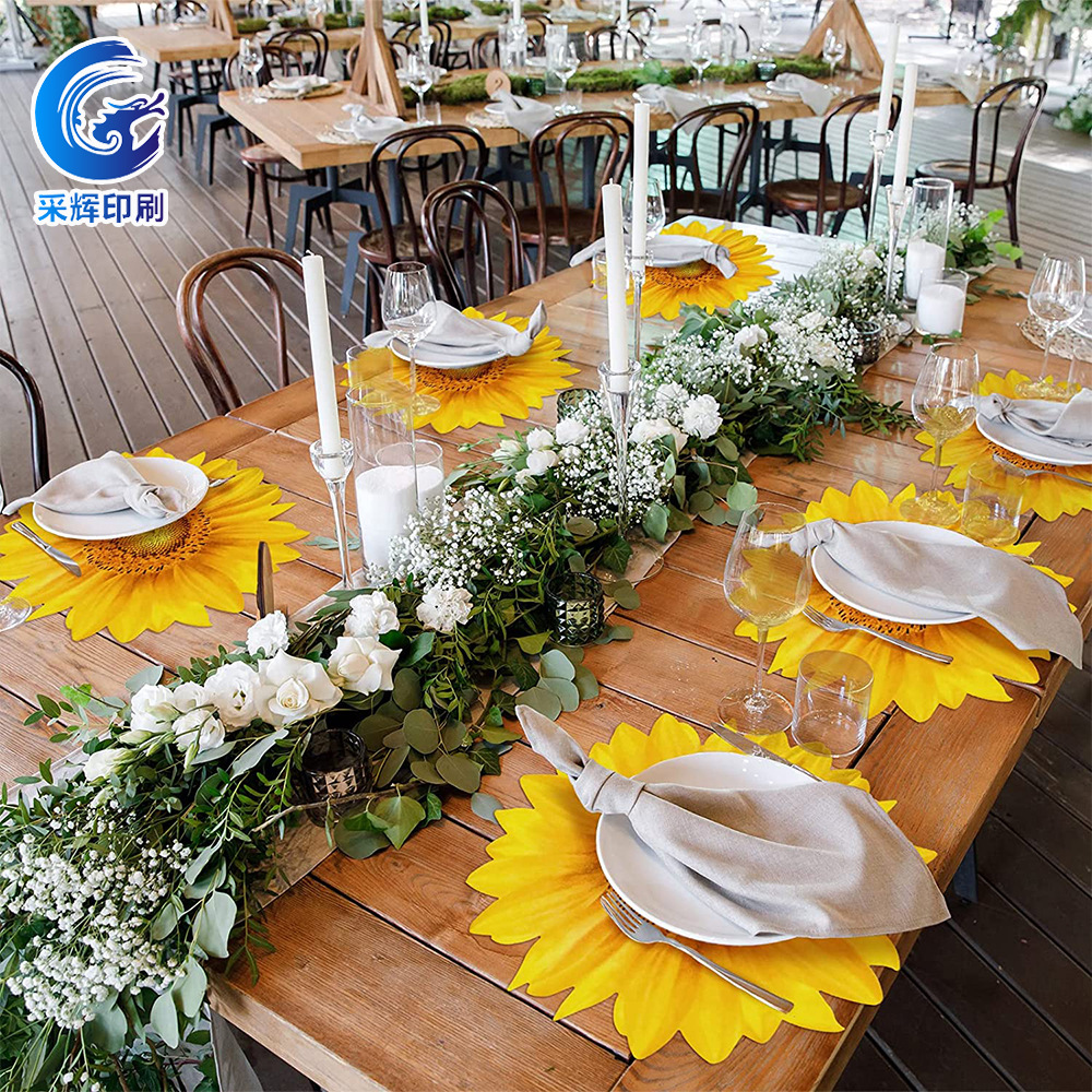 Одноразовая бумажная скатерть для дома, с подсолнечником и розами
