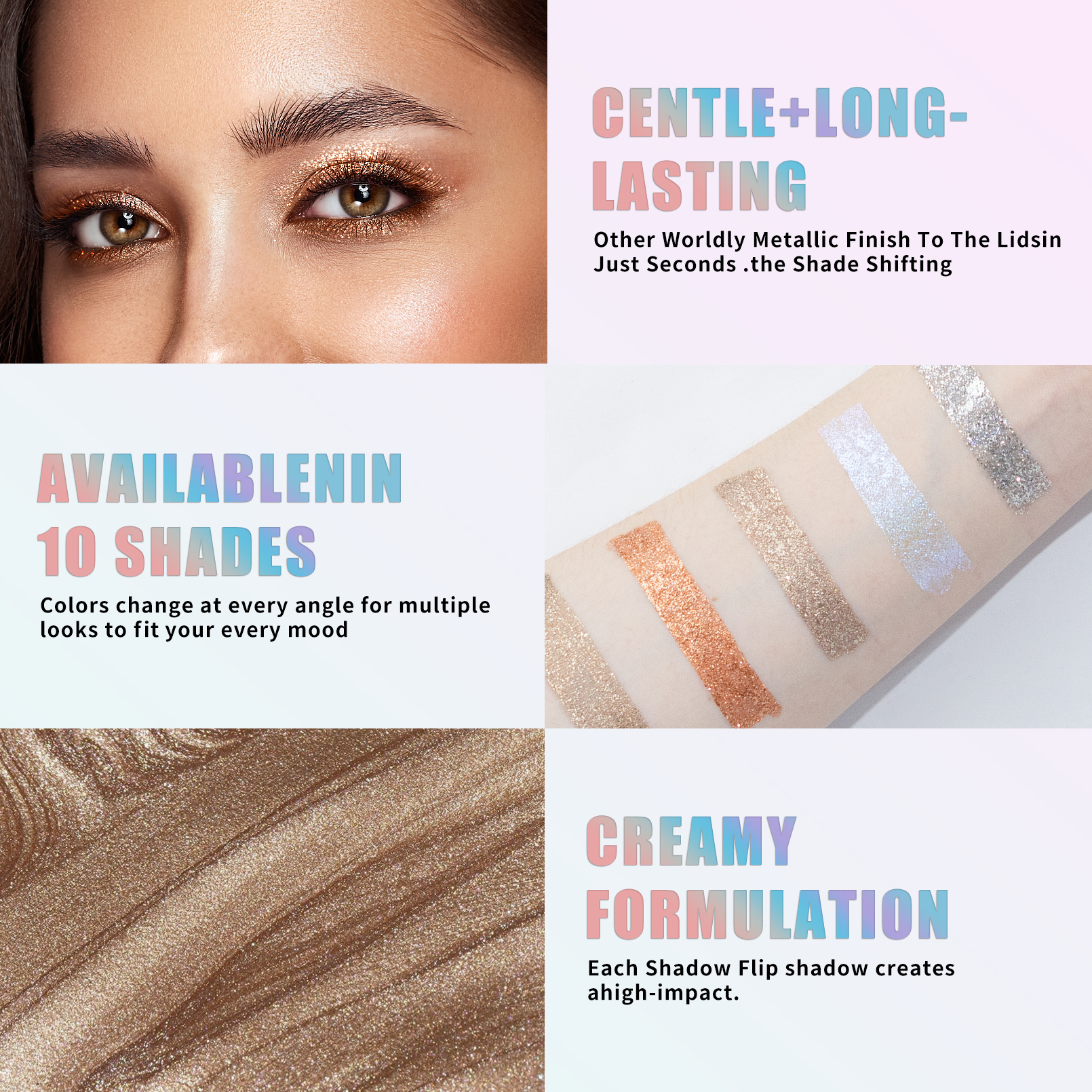 Qic Liquid Eye Shadow High-Gloss Multi-Color Pearlescent Liquid Colorful Eye Shadow Colorful Liquid Eye Shadow Cross-Border Makeup Wholesale