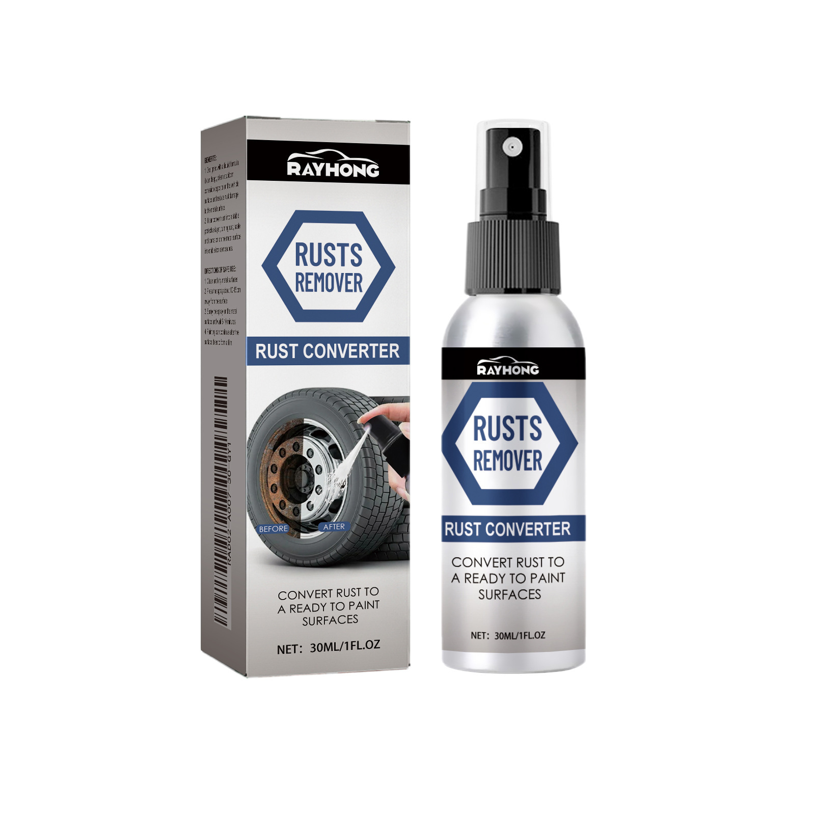Rayhong anti-rust conversion agent spray car wheel tire rim door lock cleaning rust removal renovation lubricant