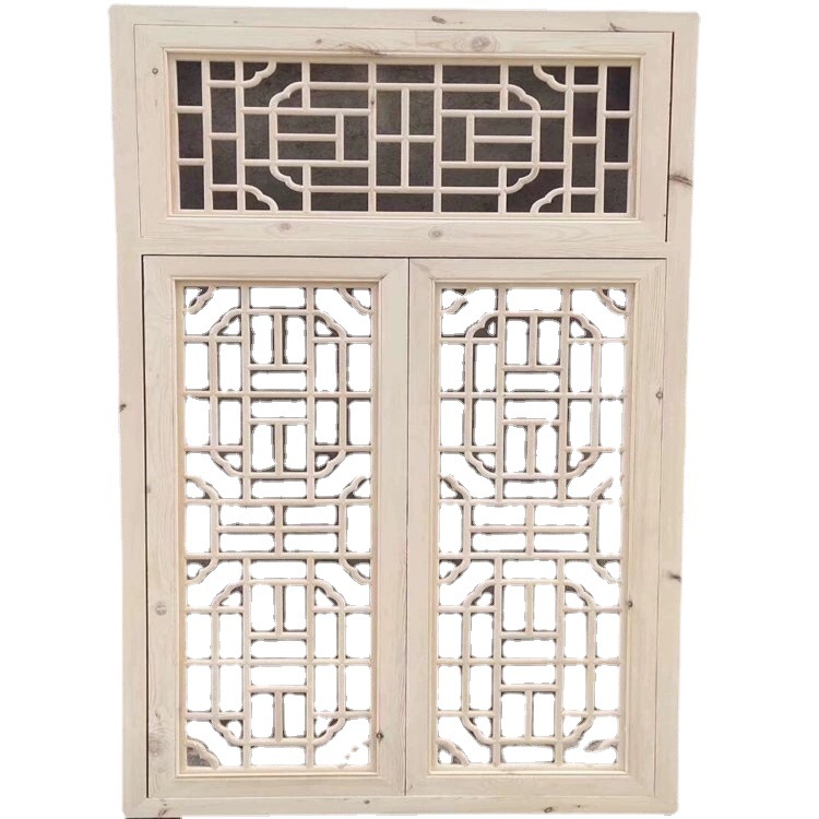 Source Factory Goods Solid Wood Antique Flower Pane Window Factory Direct Supply Wholesale Dongyang Wood Carving Cut Out Mortise and Tenon Chinese Flower Window