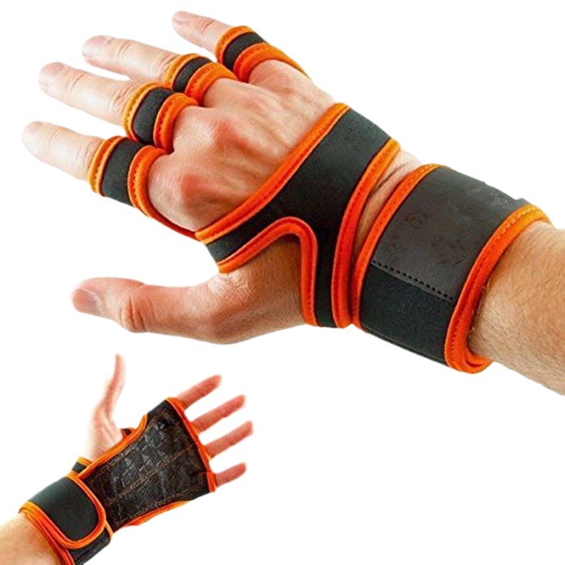 Source manufacturers leather silicone riding gloves fitness gloves weightlifting gloves half finger wristband gloves