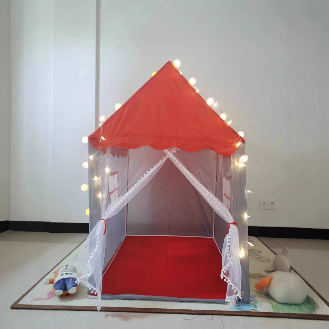 Children's Tent Indoor Playhouse Princess Tent Toy House Girl House Castle Separate Bed Game Tent Auspicious Red