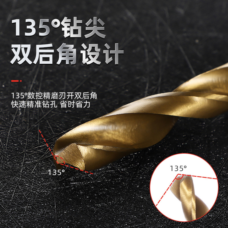 Household 19-Piece Set Hss High-Speed Steel Twist Drill Plastic Box Set Straight Handle Extended High Hardness Cobalt-Containing Twist Drill