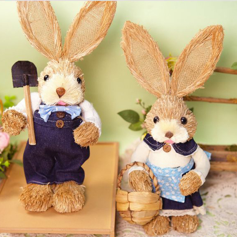 Набор материалов для DIY, мини-кролик из соломы, креативные подарки для дома