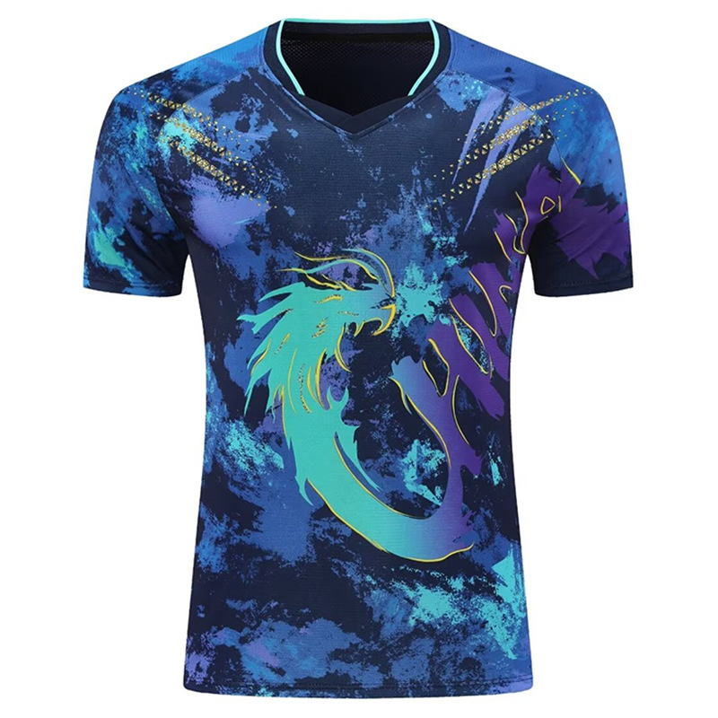 Paris New National Team Table Tennis Suit Competition Suit Men's and Women's suit Sports Quick-drying Short-sleeved Dragon Suit Printing Group Buying