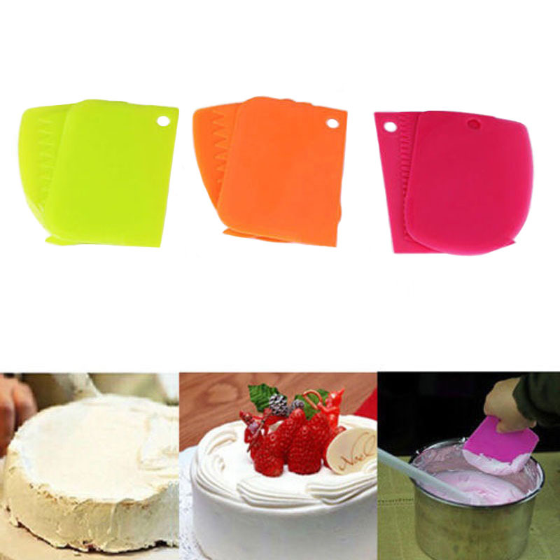 Baking Tools Cake 3 Piece Cream Scraper Knife Semicircle/Serrated/Trapezoid Birthday Cake Cream Decorative