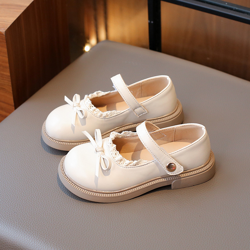 Girls Princess Shoes 2025 Korean Style Autumn New Style Children's Style Leather Shoes Soft Sole Children's Bow Shoes