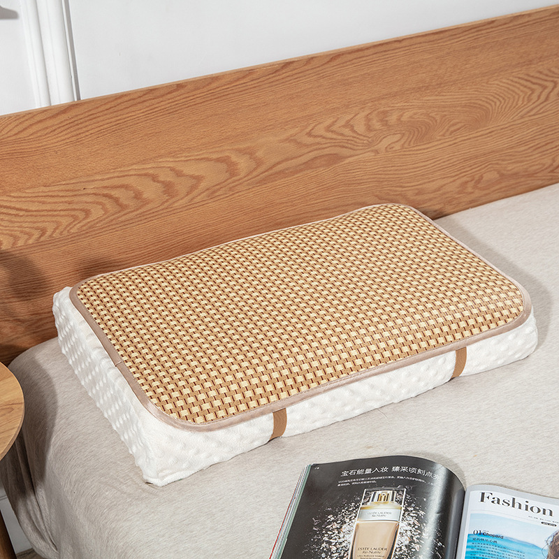 Single person mat pillow piece pillow mat bamboo pillow piece rattan mat pillowcase bamboo pillow mat piece pillow piece Student single person bamboo mat piece