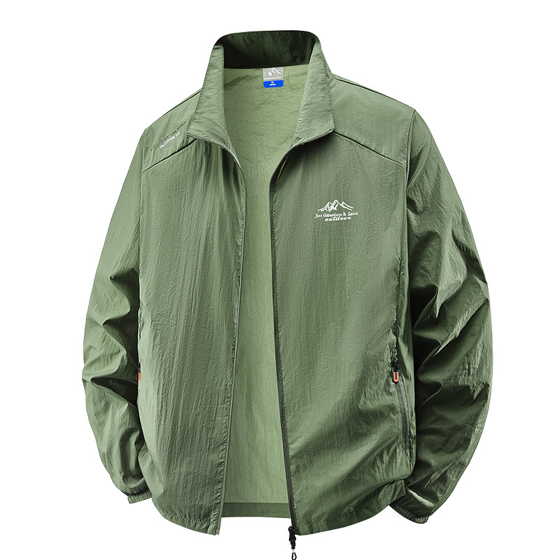 Одежда для защиты от солнца из ледяного шелка быстросохнущая мужская летняя тонкая куртка с воротником-стойкой дышащая для активного отдыха 2025 Новая мужская одежда для защиты от солнца