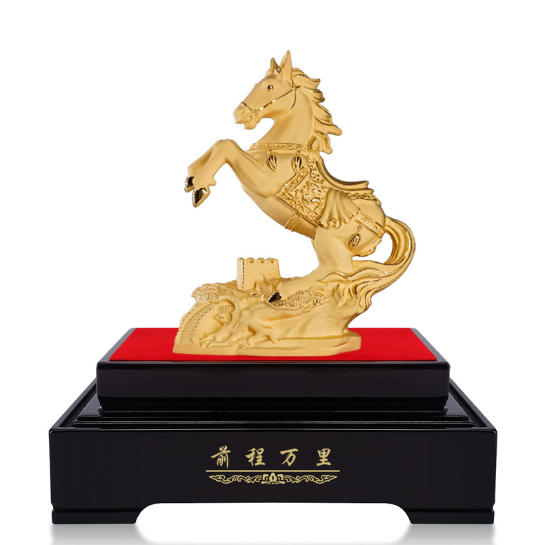 Zodiac Year of the Horse Mascot Velvet Sand Gold Success Ornament to Attract Wealth Decoration Company Housewarming Opening Cross-Border Export