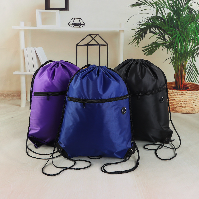 Многоцветная полиэстеровая ткань мешок на шнурке рекламный рюкзак тканевый мешок на плечо нейлоновый мешок на шнурке с карманом для штанов индивидуальный логотип