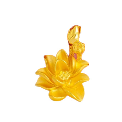 High Imitation Golden Lotus Pendant Women's Necklace Internet Celebrity Lotus Necklace New Golden Lotus Pendant