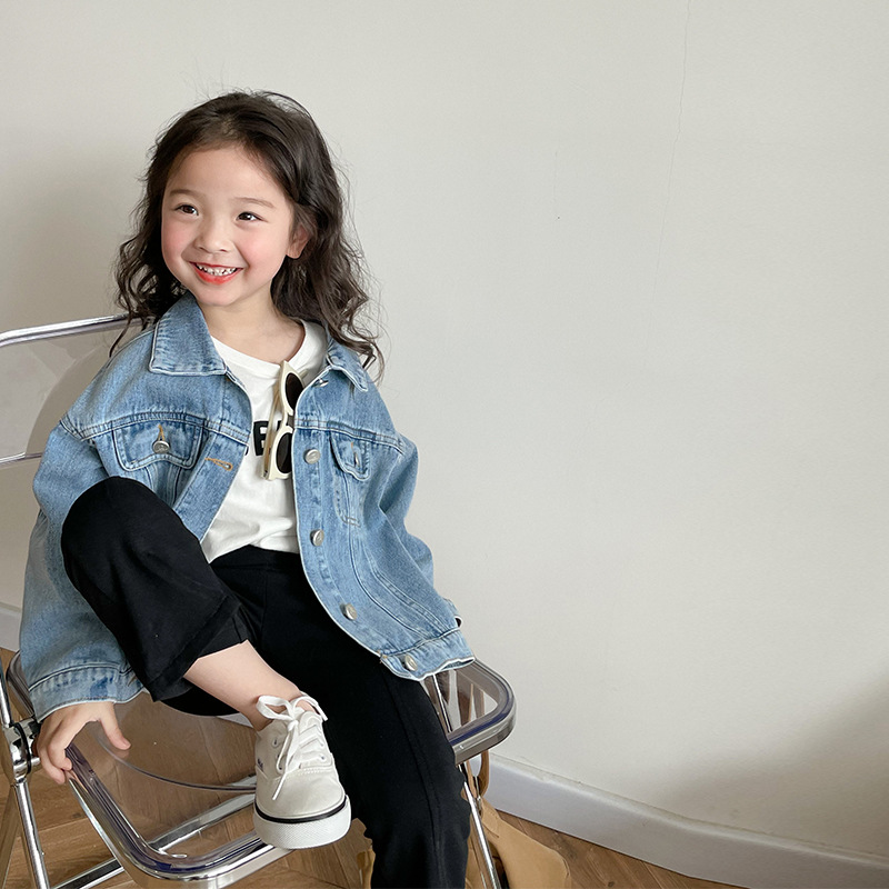 Emo Beibei Boys and Girls Baby Casual Denim Jacket Spring and Autumn Children's Fashion Korean Jacket Top