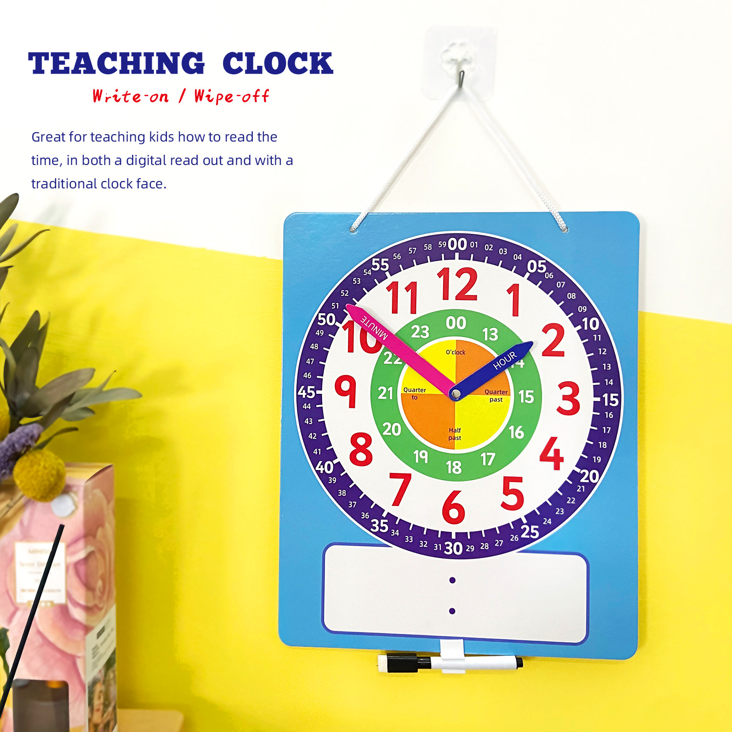 Amazon Cross-border Large Clock Model First and Second Grade Primary School Teaching Clock Children's Learning Time Teaching Aids
