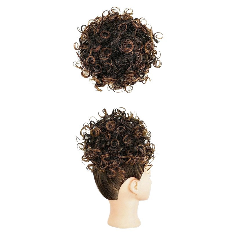European and American Foreign Trade Wig Drawstring Hair Bag for Women Small Curly Fluffy Messy Short Curly Hair Ponytail Synthetic Hair Bag Bun