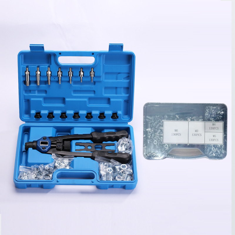 Cross-Border Hot Selling 110Pc Ram Gun Rivet Gun Manual Rivet Nut Gun Double Plastic Box Nut Gun