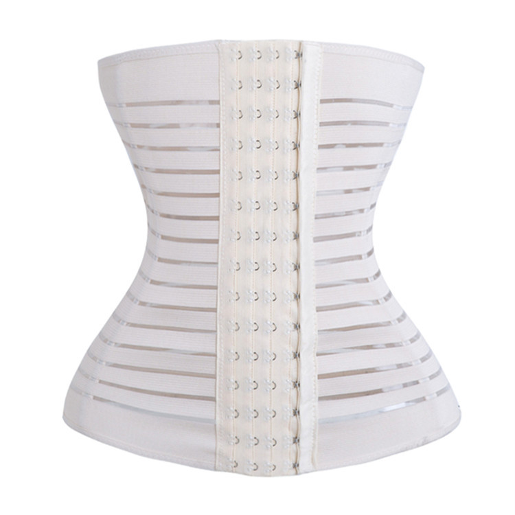 Four-Season Breathable Hollow-Out Steel-Boned Waist Cincher with 4 Rows of 15 Hooks, Non-Curling Edges, Available in Six Sizes