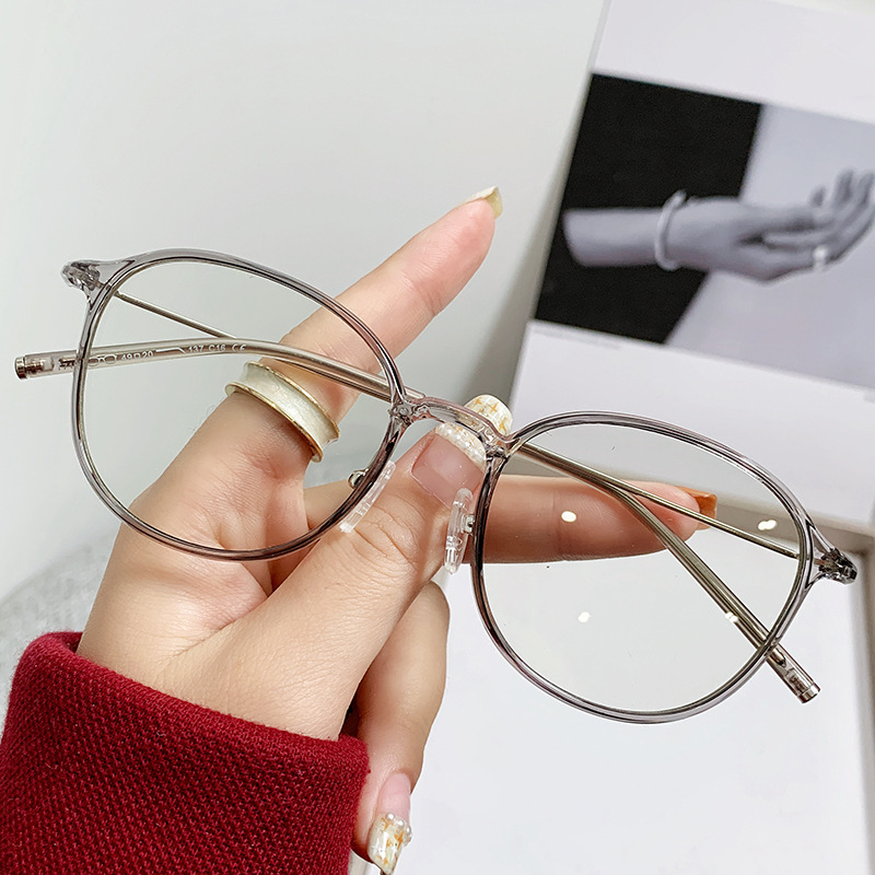 T7182 Korean-style round thin frame light myopia glasses frame women's plain-looking net-popular red book literary and artistic flat mirror men's fashion