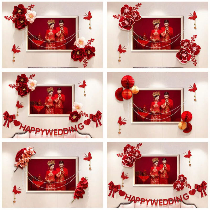Wedding Room Decoration Set Wedding Photo Ins Style New Room Living Room Master Bedroom Supplies Bedside Wedding Latte Art