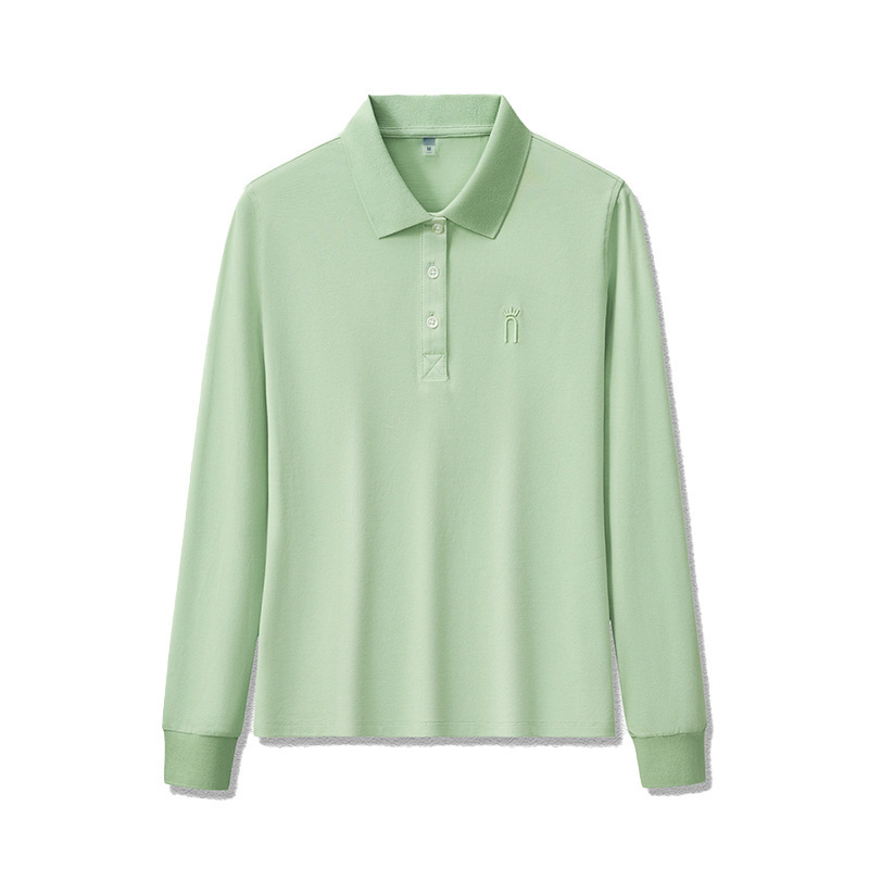 Long-Sleeved Polo Shirt Women's T-Shirt Slim Fit Corporate Uniform Workwear Professional Shirt 2025 New Business Collar Sweatshirt