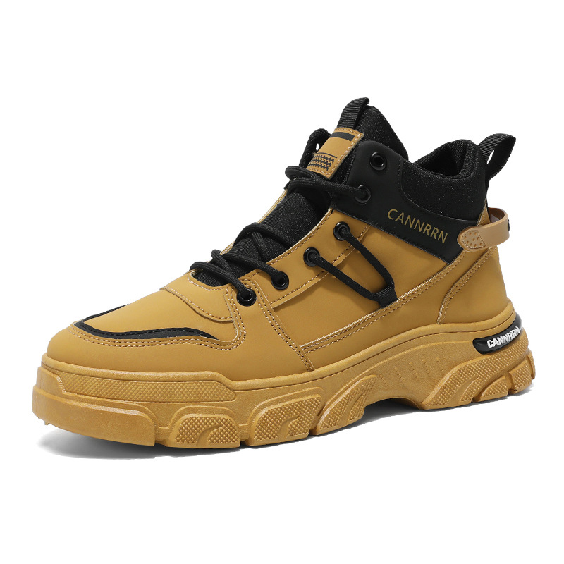 Autumn Men's Shoes New High-top Martin Boots Men's Trendy All-match Workwear Shoes for Work Site Non-slip Casual Short Boots