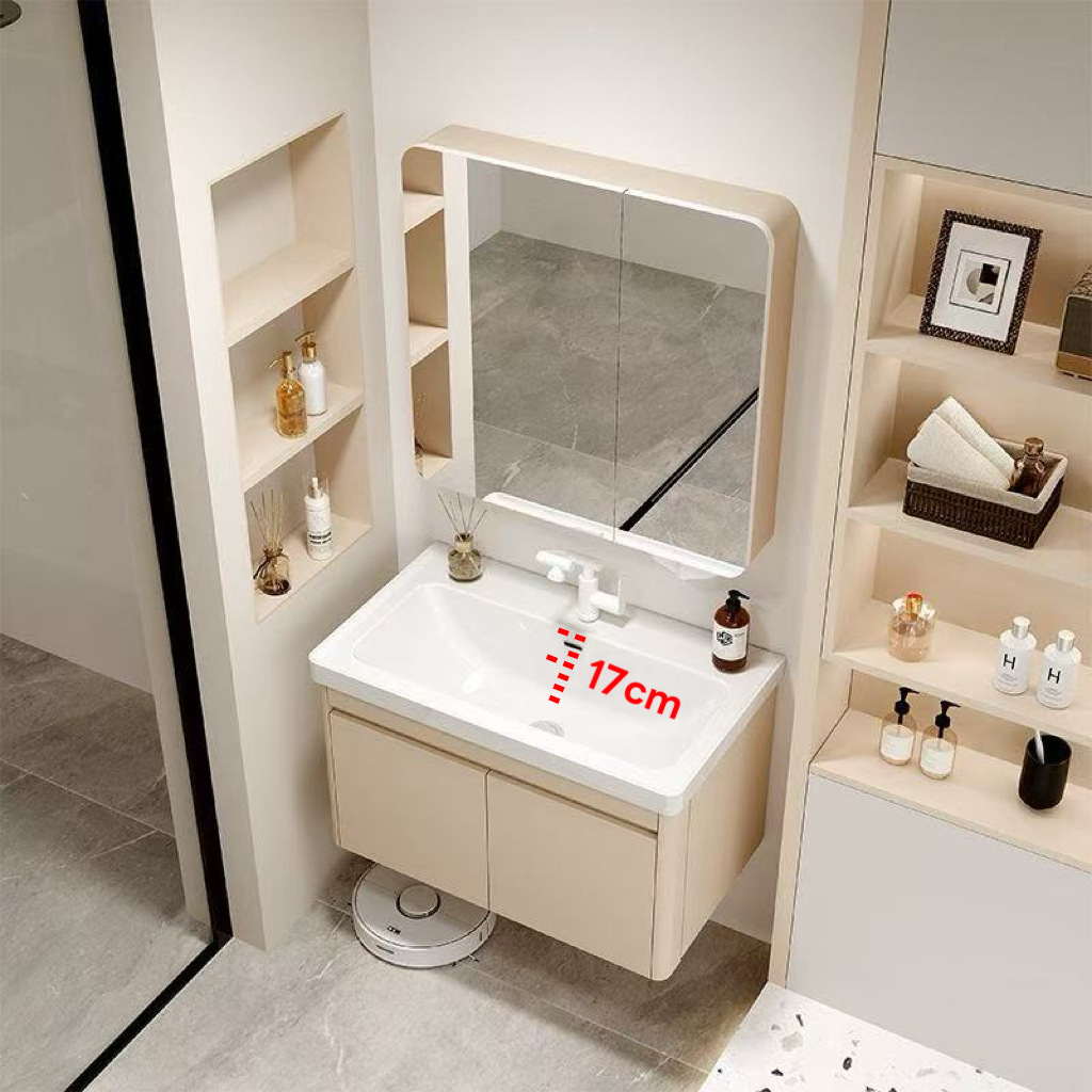 Углубленная керамическая раковина, водонепроницаемый шкаф для ванной из алюминия