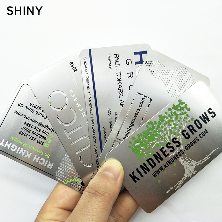 Cross-Border Exclusive Stainless Steel Natural Color Metal Card Hollow Business Card Single Color Printing High-End Custom Laser Uv