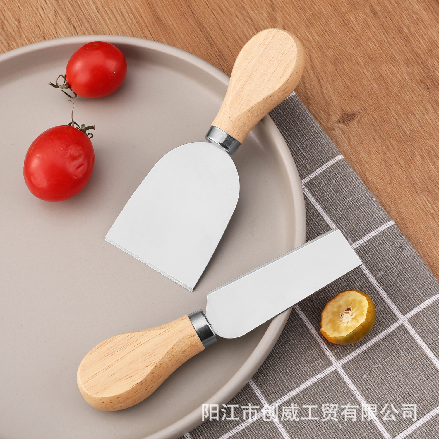 Stainless Steel Cheese Knife Four-Piece Set Acacia Wood Jam Knife Set Gift Box Kitchen Utensils Butter Spatula Multi-Function