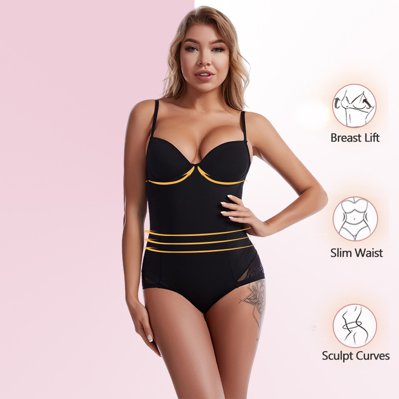 Cross-Border Lace Body-Shaping One-Piece Body-Shaping Garment, Powerful Tummy-Control Corset, Suspender Bra, Waist-Control Bra