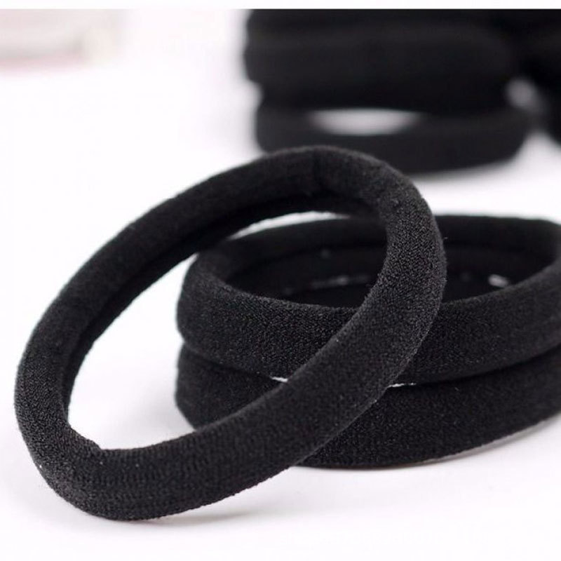High Elastic Hair Ring Hair Rope Seamless Small Rubber Band Hair Rope Women's Headwear Rubber Band Hair Rope Black Leather Cover