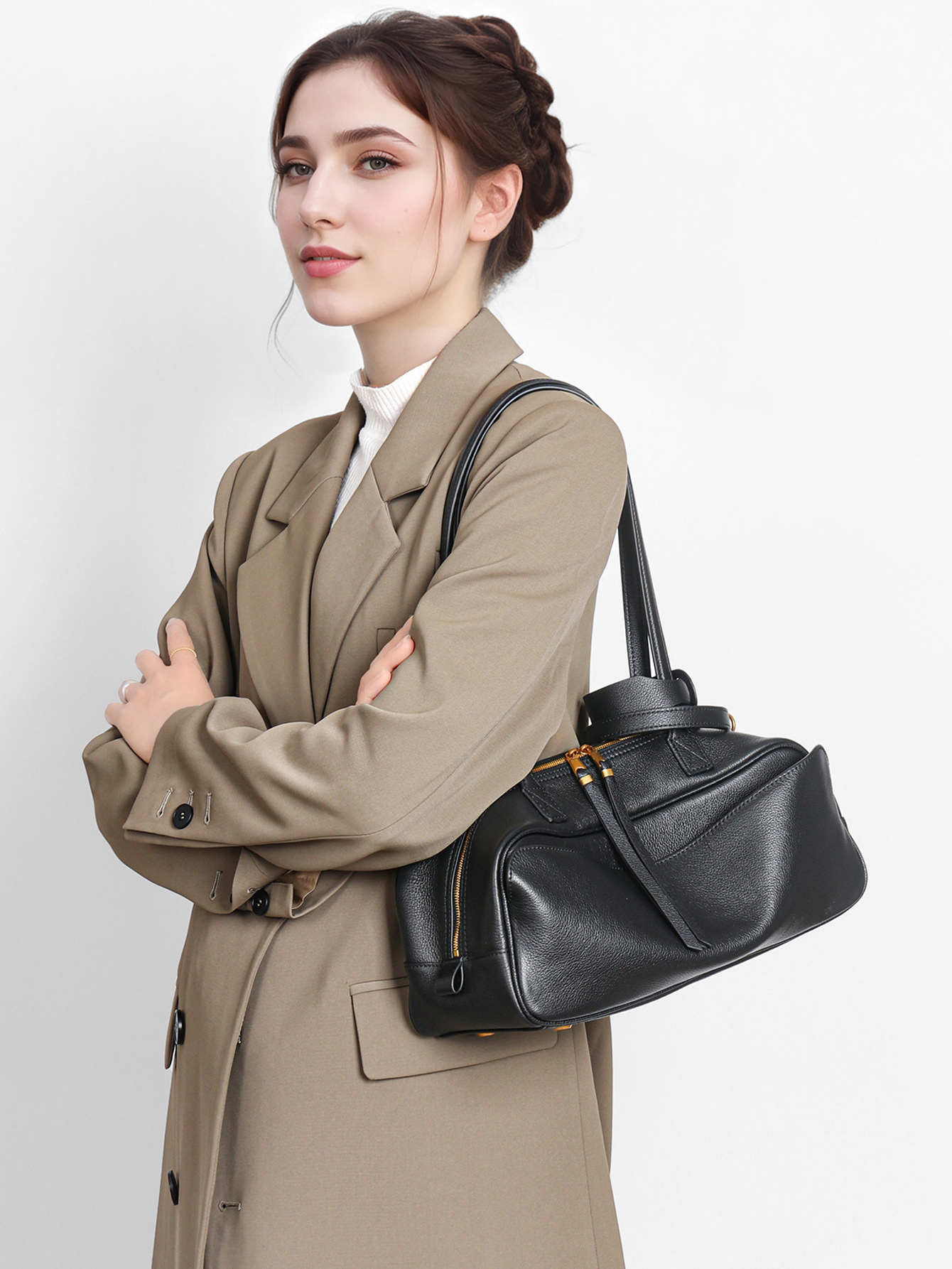 Сумка B Brand корейская нишевая для женщин простая из первой слоя кожи Бостон сумка