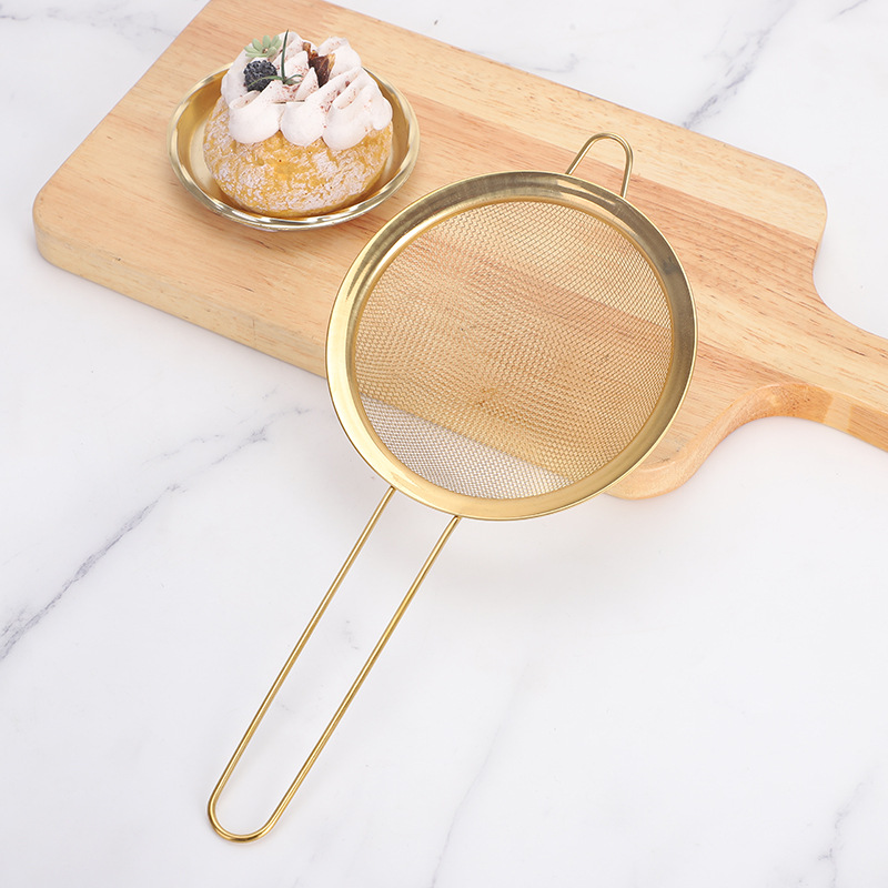 Stainless Steel Flour Sieve Simple Household Filter Net Soybean Milk Metal Handheld Sugar Powder Net Screen Colander Baking Tool