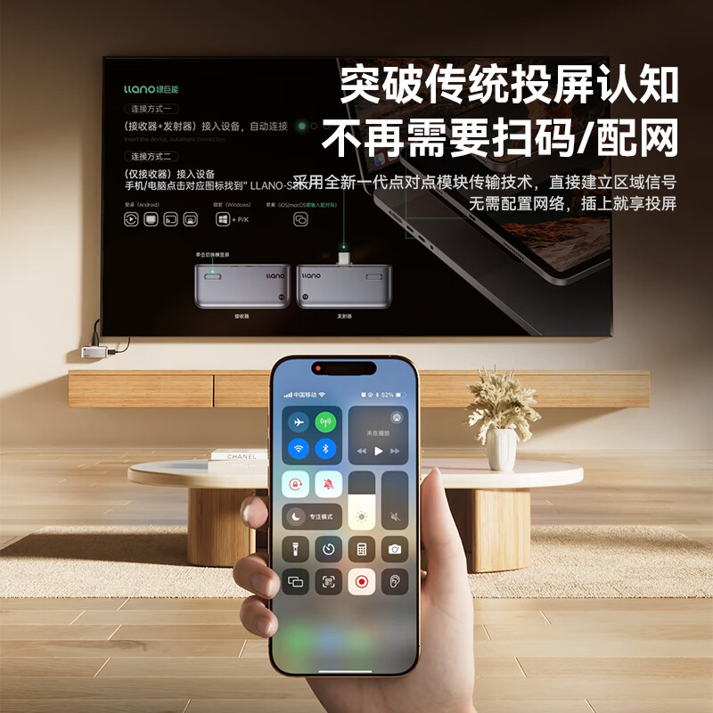 Green Juneng Llanotype-C Wireless Screen Projector HDMI Conference Same-Screen Device Magic Box HDMI Mobile Phone Connected to Tv