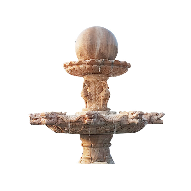 Stone Fountain Feng Shui Ball Evening Red Fountain Marble Feng Shui Ball Outdoor Courtyard Villa Landscape Sculpture Fountain
