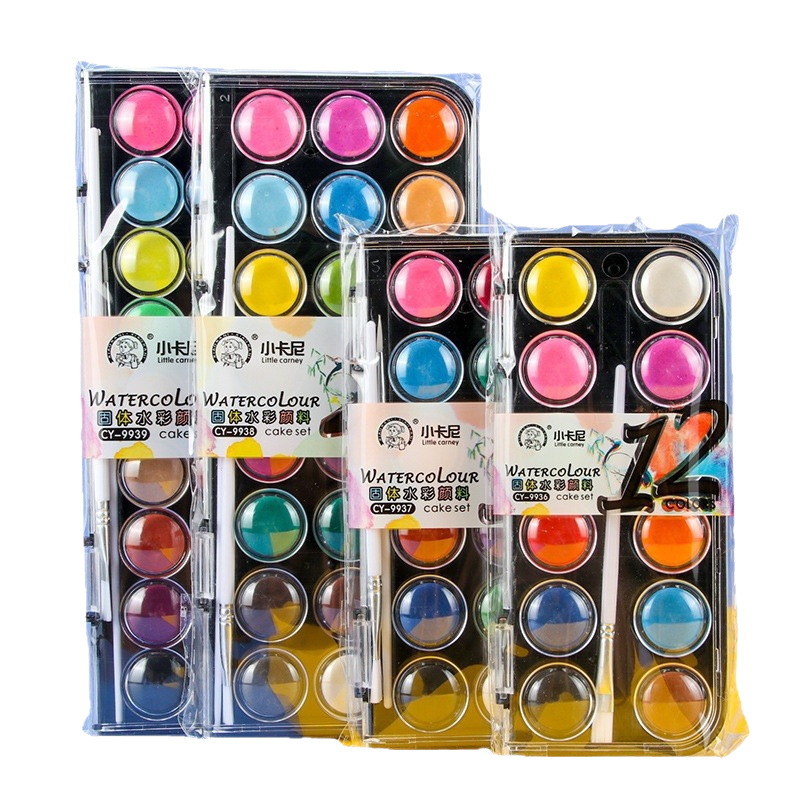 Little Man Solid Watercolor Paint Set for Beginners 12 18 24 36 Colors Sketching DIY Art Painting Gouache Cake