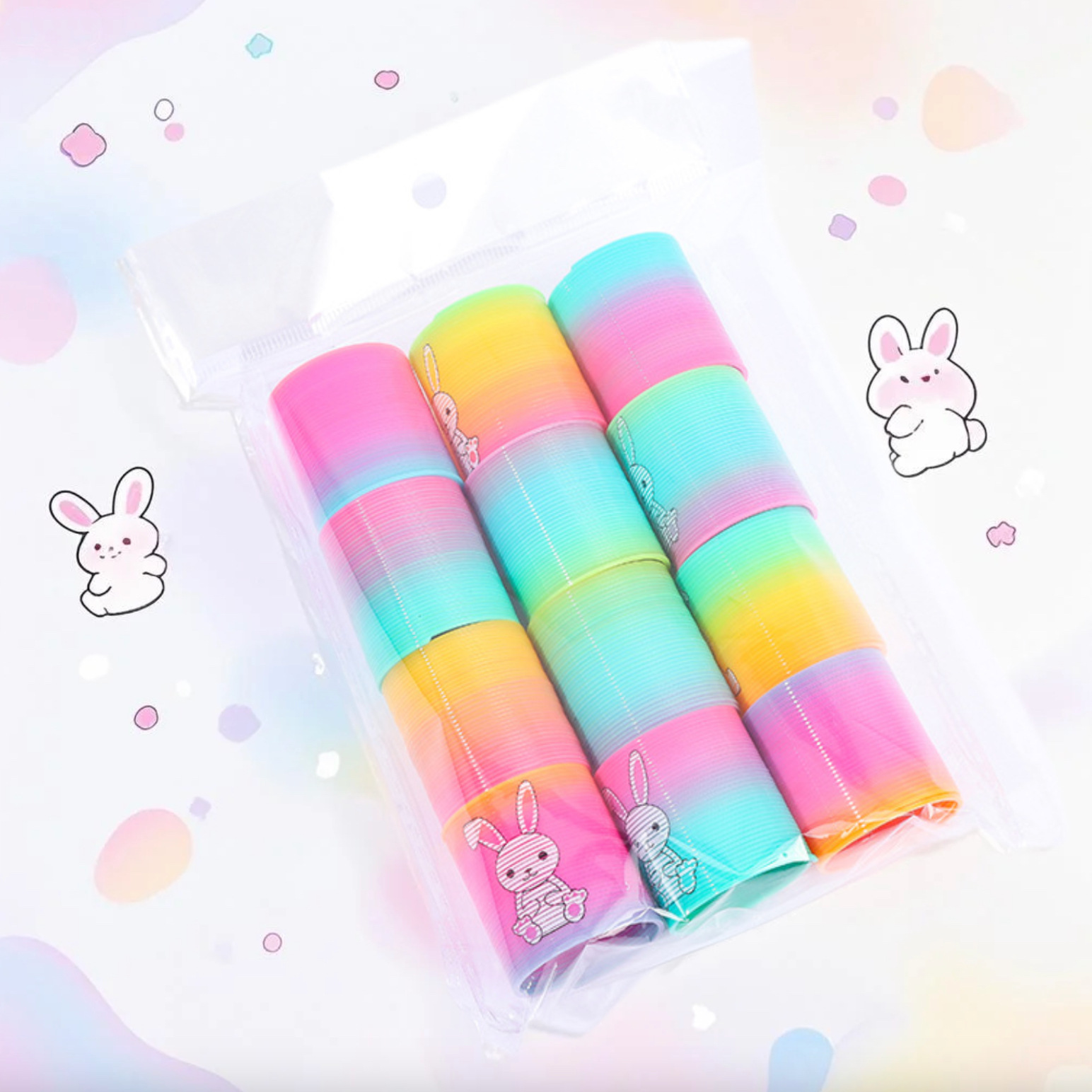 Children's magic rainbow ring spring ring boys and girls puzzle elastic ring magic hula hoop small toys wholesale