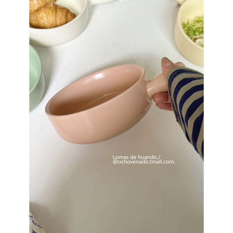 "Macaron Color Baking Bowl" Cute ins Style Ceramic Oven Bowl Fruit Salad Dessert Bowl Ram Bowl Baked Rice