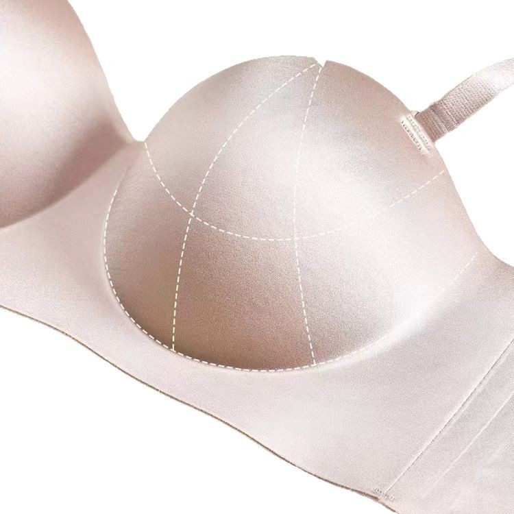 1081 Glow Cloth Satin Three-Dimensional Half Cup Underwear No Steel Ring Zero Sense Skin-Friendly Stable No-Mark Side Gathering Bra