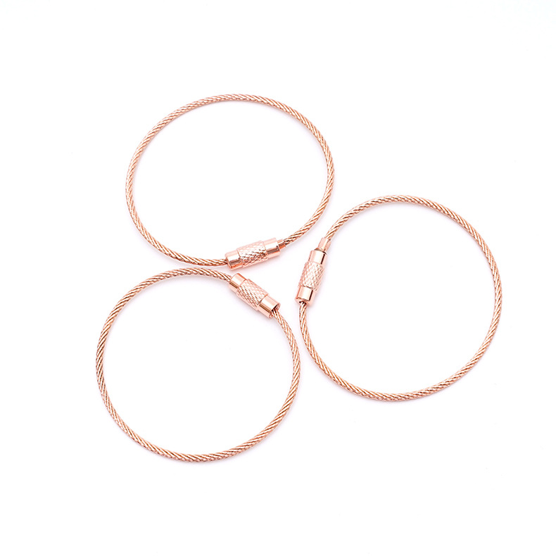 Stainless Steel Wire Rope Rubber-Coated Wire Ring DIY Keychain Accessories 15mm Wire Rope Ring Rope Buckle Outdoor Supplies