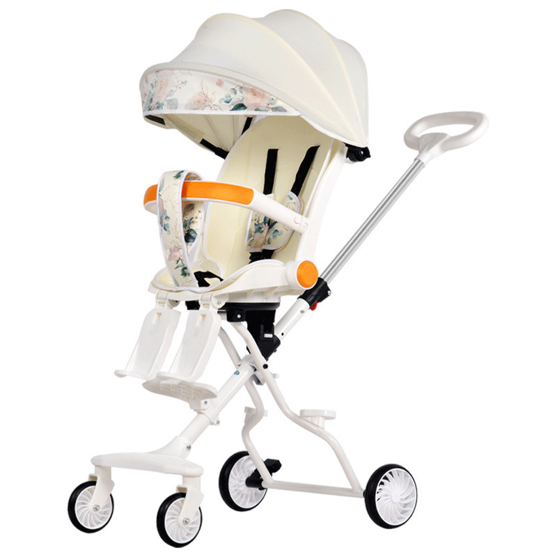 Baby Walking Artifact Lightweight Folding Baby Trolley Children's Two-way Sitting and Lying Children's High Landscape Walking Baby Trolley