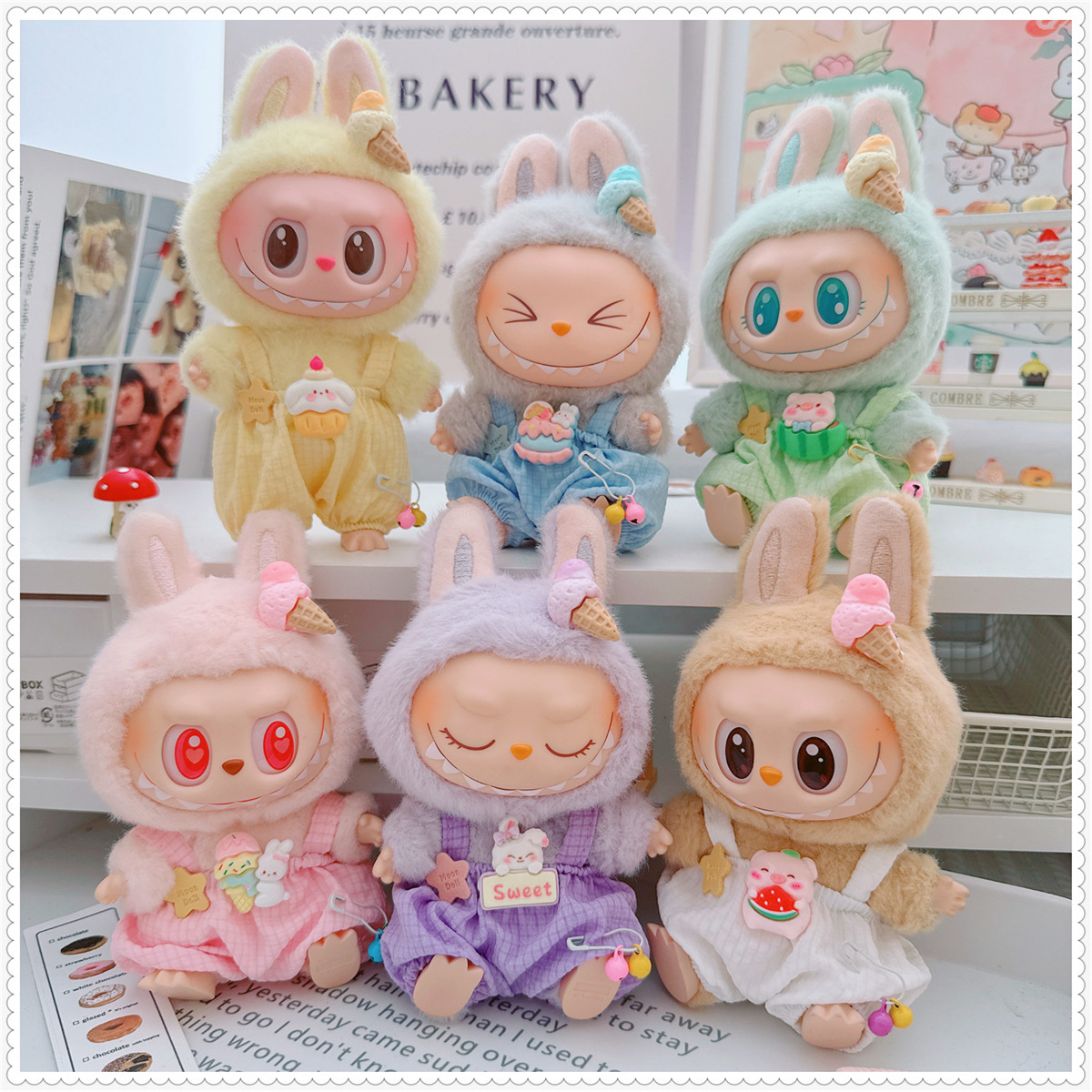 10cm Doll Clothes 15cm Shirt Plaid Overalls Cotton Doll Clothes Plush Accessories Dress-Up