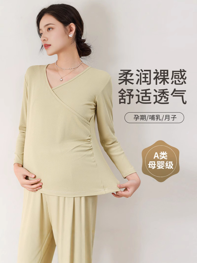 2025 Spring and Summer Pregnancy Loose Pregnant Women suit Feeding Clothes Postpartum Lazy Breastfeeding Maternity Clothes plus size Maternity Clothes
