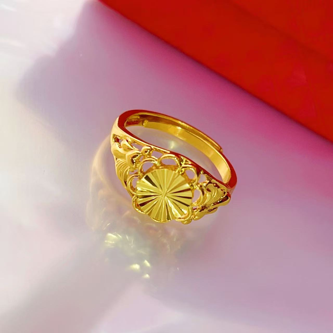 Высококачественная имитация, золотое кольцо с восемью сердцами и стрелами, регулируемое кольцо с подсолнухом