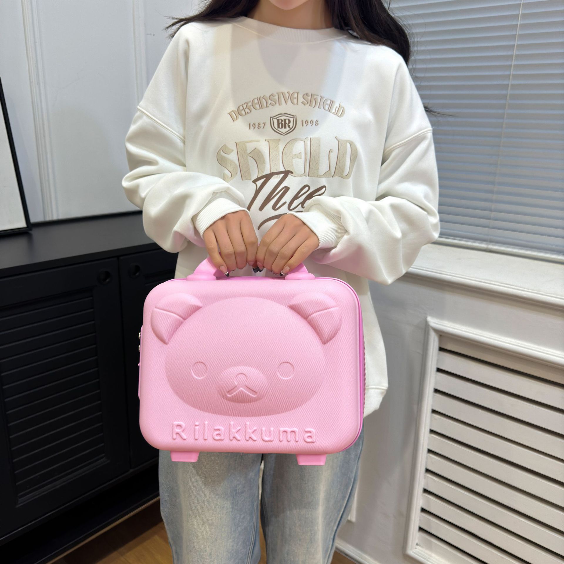 Чемодан Медвежонок с подарком, косметичка, мини-чемодан 14 дюймов, мультяшный, портативный, с кодовым замком