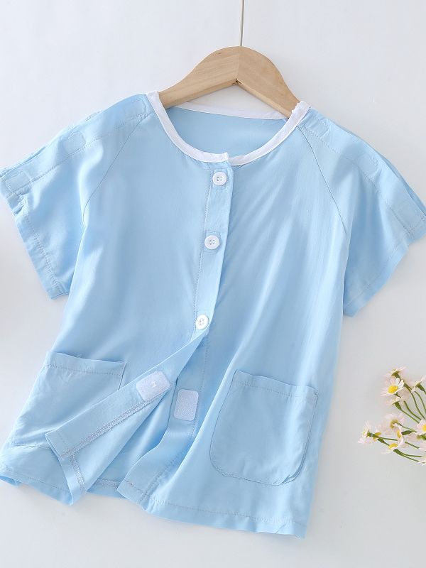 Children's artificial cotton pajamas hospital gown one-piece convenient wear and take-off nursing clothing fracture bed care cotton silk top