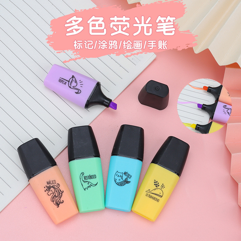 Кастомизированные маркеры с большим объемом, цветные маркеры для студентов, флуоресцентные маркеры, оптовая продажа ручек с наклонным наконечником Macaron