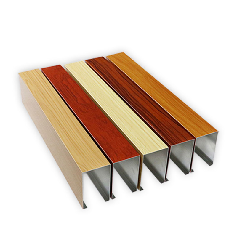 Aluminum Square Pass Ceiling Wood Grain Iron Square Pass Office Ceiling Strip Decorative Grille Ceiling Material Aluminum Square Pass