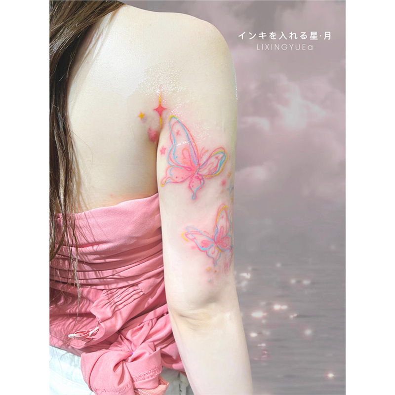 Colorful Butterfly Tattoo Stickers for Men and Women, Waterproof and Long-Lasting Scar Covering, High-End Face Stickers, Arm and Clavicle Stickers for Decoration
