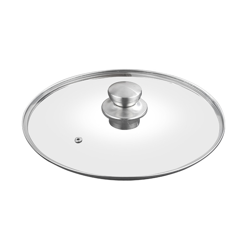 13-28/35cm Universal Tempered Glass Pot Cover Wok Household Transparent Flat Bottom Soup Pot Steamer Cover Without Top Bead